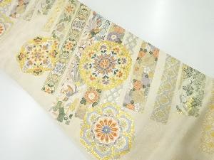 華紋に花鳥模様織出し袋帯